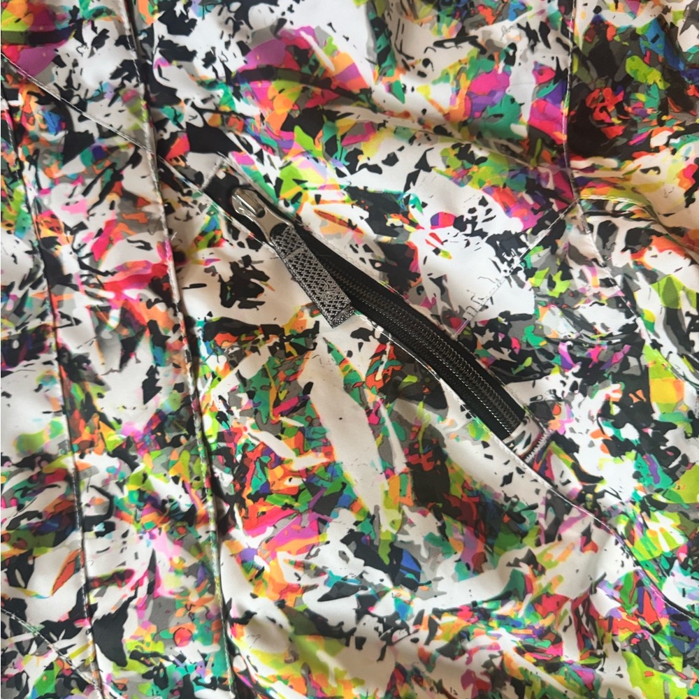 GUC Spyder Multicolor Kids Ski Jacket with zip off hood Girls sz 12-14 - Picture 3 of 10